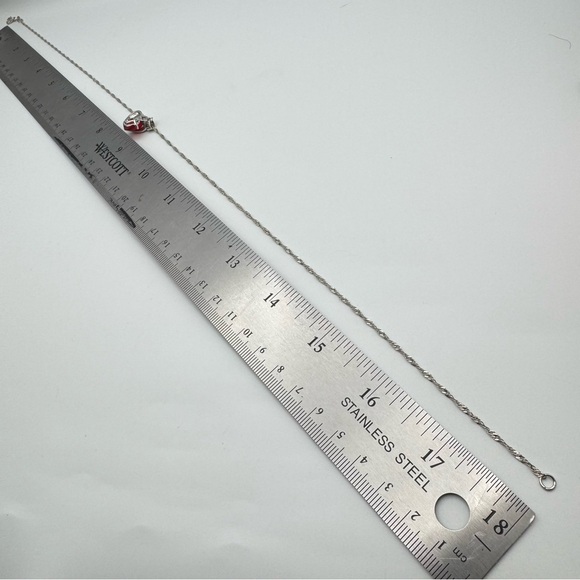 New Silver Plated Red Heart Pendant Necklace with Twisted Chain - Picture 6 of 7